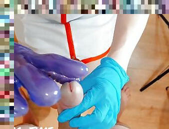 CFNM Nurse Part 2: Purple Masturbation Glove Milking-time
