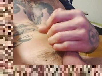 Home alone in the garage jerking my cock until I bust a load