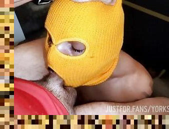 Big Cock Sucked by Masked Submissive Lad
