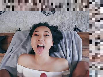 Asian slut sucks dick in crazy manners and fucks really hard