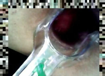 Deep look inside cum filled ass with endoscope