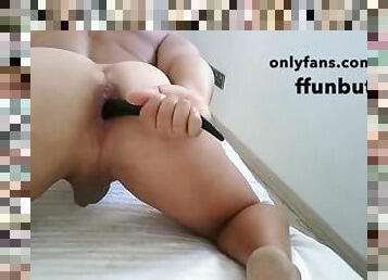 ffunbutt taking a dog tail plug out of my ass before double fuck it with two dildos