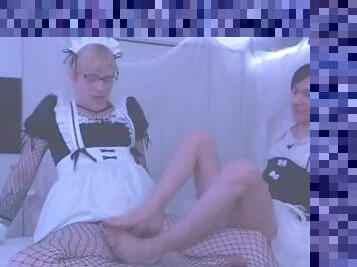 Femboy maids footjob