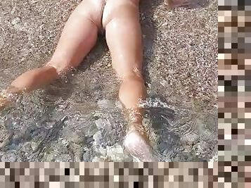 poilue, nudiste, pisser, public, chatte-pussy, amateur, babes, plage, point-de-vue, petits-seins