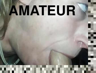 amatör, avsugning, deepthroat, par, slyna, sprut, kuk, sugande