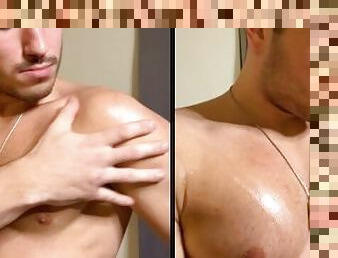 Mascular hot guy oil massage