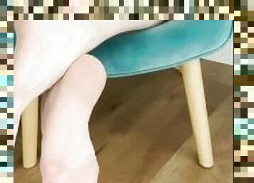 shapely, sexy soles of the feet while kneeling