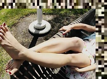 Latina Hot Vixen Outdoor Foot Fetish Solo