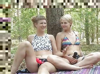 Ersties - Hot strap-on fuck in the woods with blondes Ida and Isabella