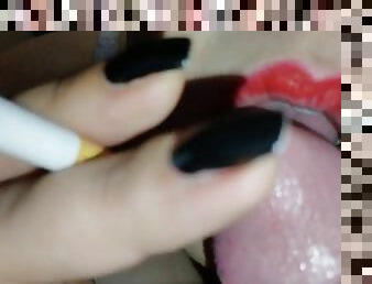 Smoking blowjob (two cigarettes) real couple homemade