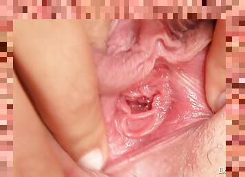 clitoris-bagian-atas-vagina-paling-sensitif, vagina-pussy, sayang, berambut-pirang, mengagumkan, kecil-mungil, seorang-diri, dicukur