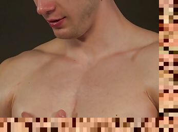 masturbation, amateur, ejaculation-sur-le-corps, gay, branlette, secousses, blonde, solo, musclé