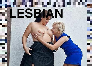 Energized old sluts make out in raw lesbian scenes