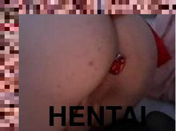 asiático, traseiros, gordo, masturbação, amador, anal, brinquedo, bbw, duplo, hentai