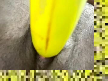 masturbación, orgasmo, amateur, negra-ebony, corrida-interna, a-solas, banana