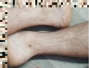 Uncut British Chav Cums On His Dirty Feet