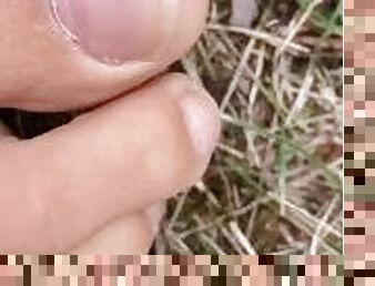 Extreme closeup view for natural feet toes. Close view for toes feet.