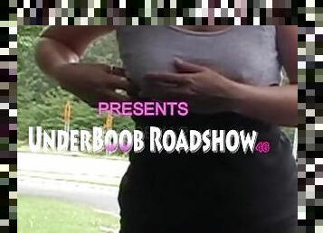 Public UnderBoob MILF Sheery in Roadshow 46 reveals sexy under cleavage while wearing her short crop