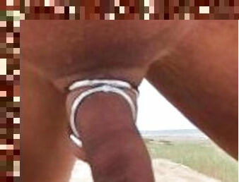 UltimateSlut Christophe WALKS NUDE LIKE A DOG WITH COCK RING AT PUBLIC BEACH
