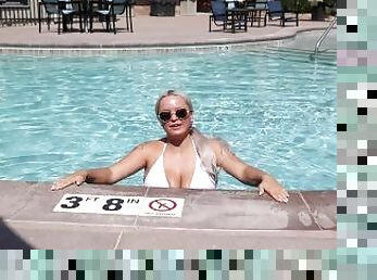 Big Tits Teen Amateur Blonde AlexisKayxxx at the Pool ready for fame. Fucks a stranger.