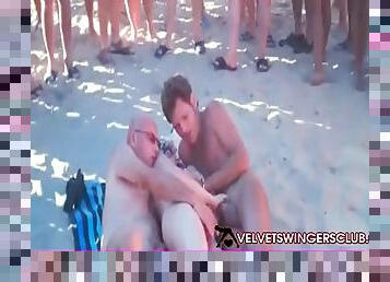 Velvet Swingers Club sex party on nude beach