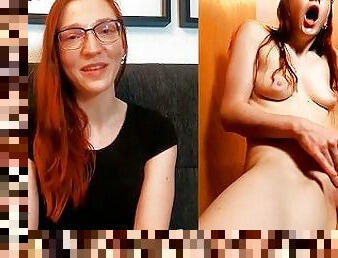 lunettes, masturbation, chatte-pussy, amateur, allemand, cam, voyeur, rousse, action, solo