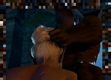 Drow Elf Facefucked by Orc Cock