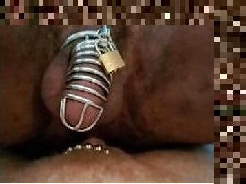 Black Chastity Sub Rides Daddy's Cock