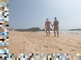 We're at nudist beach