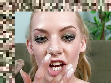 POV handjob and blowjob - Lil' Lou Lou's load stars LouLou petite - cum on face