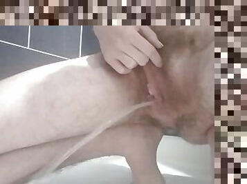 baignade, clito, poilue, pisser, chatte-pussy, amateur, assez, fétiche, douche, solo