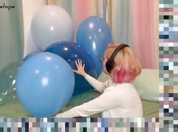 10 Nail POPS! Blowing up and Deflating Blue Balloons