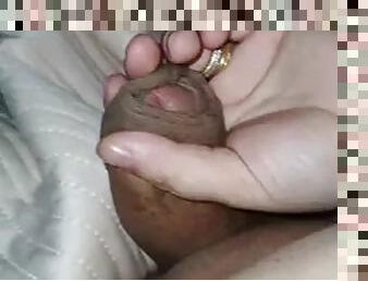 Stepmother masturbates her stepsons cock without a condom