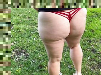 Girl outdoor desperation wetting accident red panties