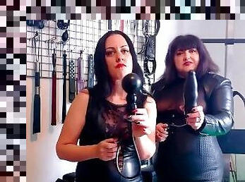 Two Dommes Deflate Your Male Ego - Lady Bellatrix and Simone Worthington with inflatable butt plugs