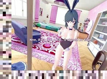 3D/Anime/Hentai, Bunny Girl Senpai: Adult Mai Sakurajima Solo Masturbation In The Mirror (POV)