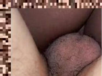 cul, chatte-pussy, amateur, ébène, énorme-bite, interracial, ejaculation-interne, humide, bite