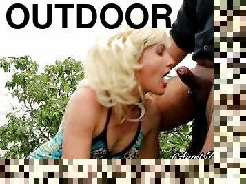 Slut Girl angel Fowler finds bbc outdoor to suck