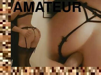 amateur, anal, black, double, bas, blonde, talons-hauts, pénétrante