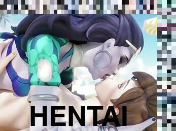 praia, beijando, hentai