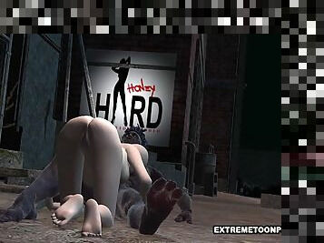 Shaved 3D Toon Babe Gets Fucked Hard by a Monster