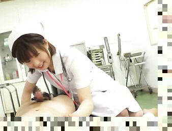 Nurse Koyuru Kanon lets the doctor cum in her hairy pussy